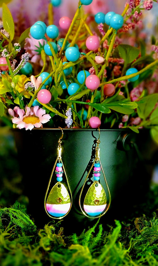 "Miami nights" framed Spinner blade style earrings