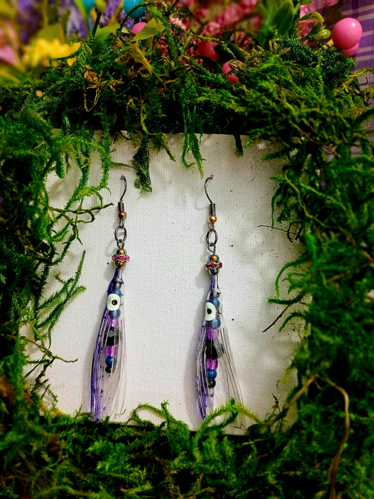 "Purple Rain" squid style earrings