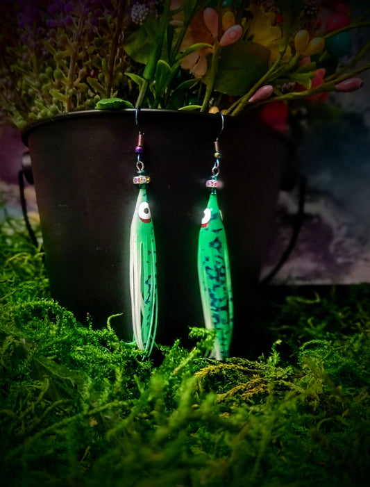 "Green Goblin" Squid style earrings
