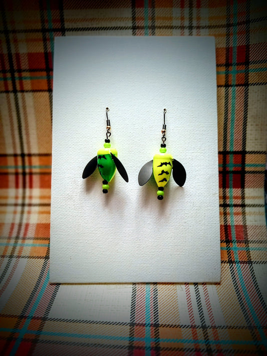 "Green Gremlin" SPIN n GLO style earrings