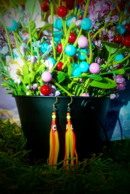 "Tequila Sunrise" squid style earrings