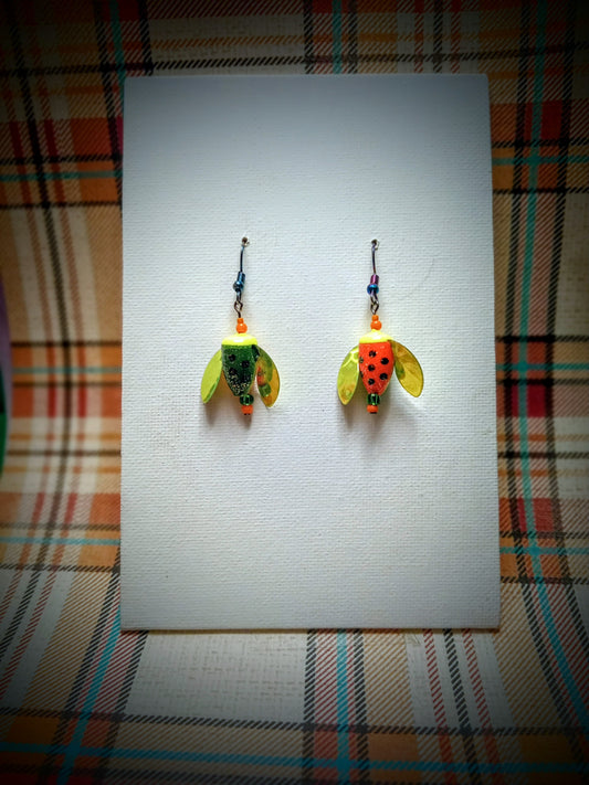 "Glittery FireTiger" mini SPIN n GLO style earrings