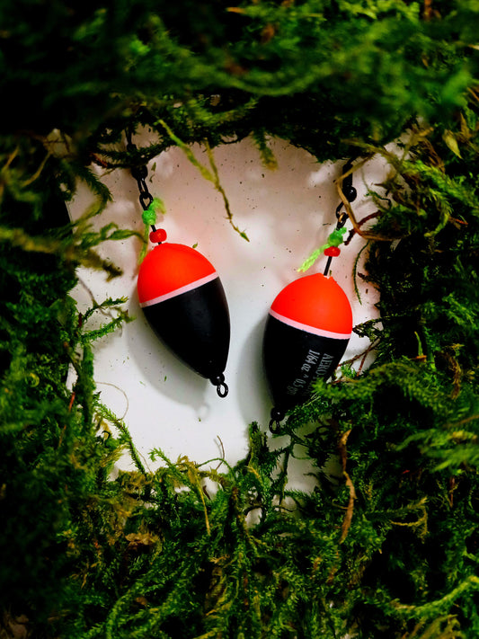 Miniature float bobber earrings